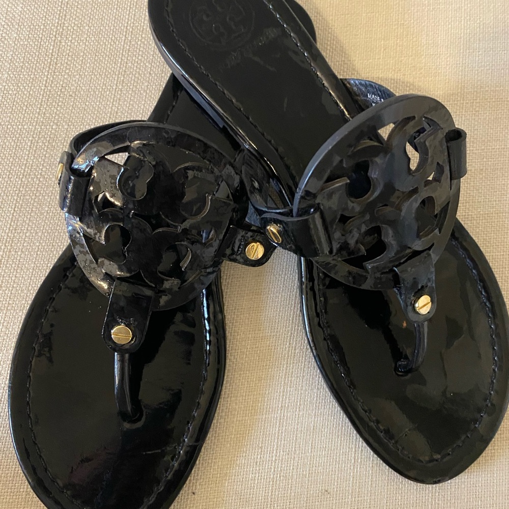 Tory Burch Miller Black Patent Leather Sandals